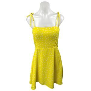 Socialite Yellow Sleeveless Printed Cami Camisole Tank Fit & Flare Mini Dress M